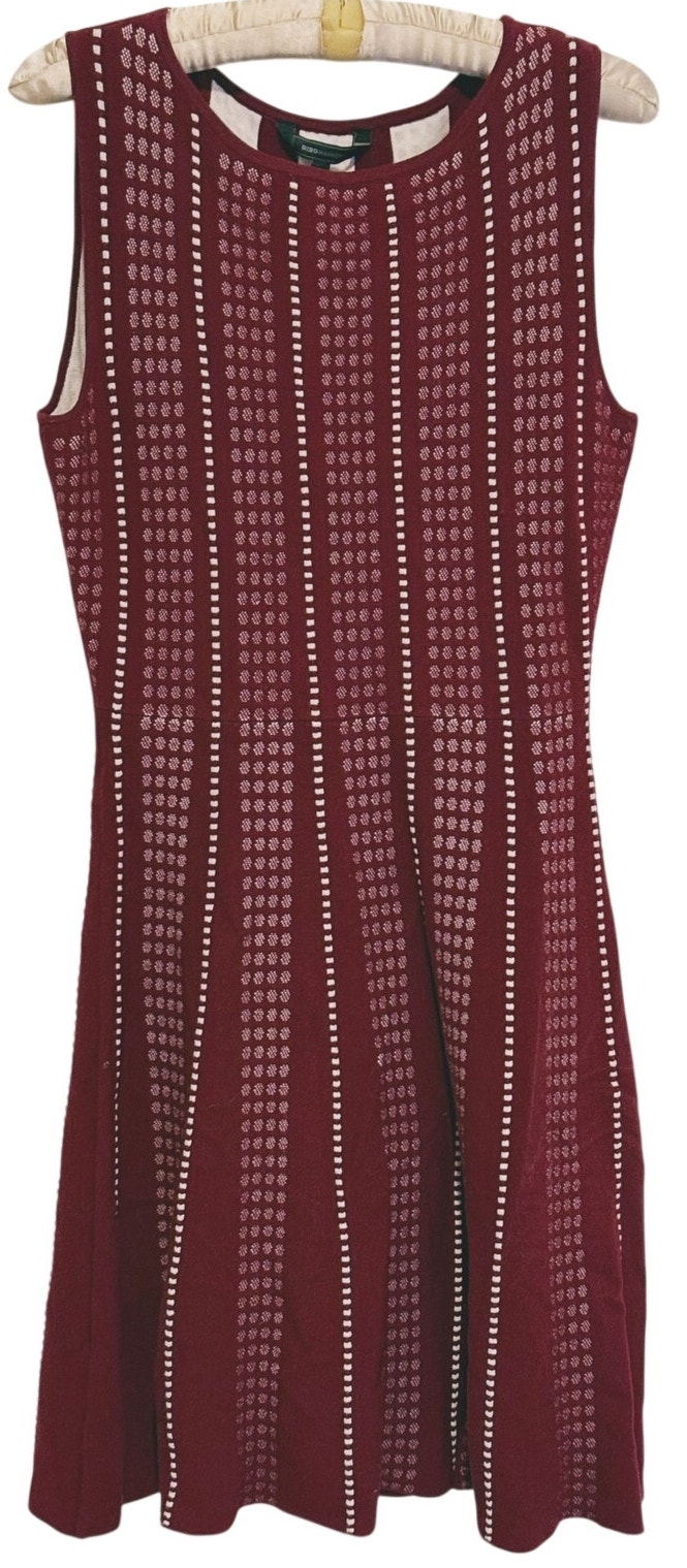 Bcbg Maxazria Fit & Flare Knit Cocktail Dress Medium Red Evening Date Night